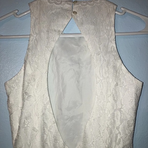 Gunne Sax Full Lace White Open Back Tea Length Dress Wedding Size 3 - Picture 4 of 11